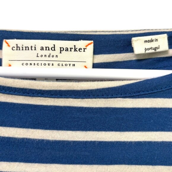 CHINTI and PARKER London Organic Cotton NWOT Striped Top Size L Blue Cream Red - Picture 5 of 7